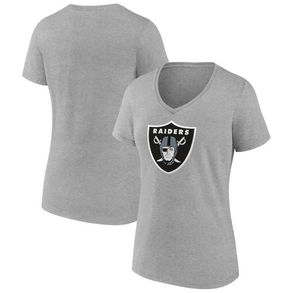 Las Vegas Raiders Women's Primary Team Logo V-Neck T-Shirt - Heather Gray - NFL