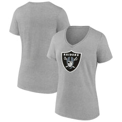 Las Vegas Raiders Women's Primary Team Logo V-Neck T-Shirt - Heather Gray - NFL