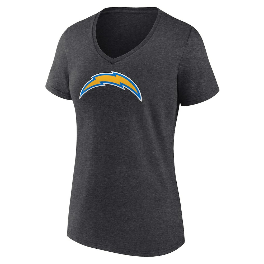 Los Angeles Chargers Women's Primary Team Logo V-Neck T-Shirt - Charcoal - NFL