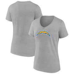 Los Angeles Chargers Women's Primary Team Logo V-Neck T-Shirt - Heather Gray - NFL