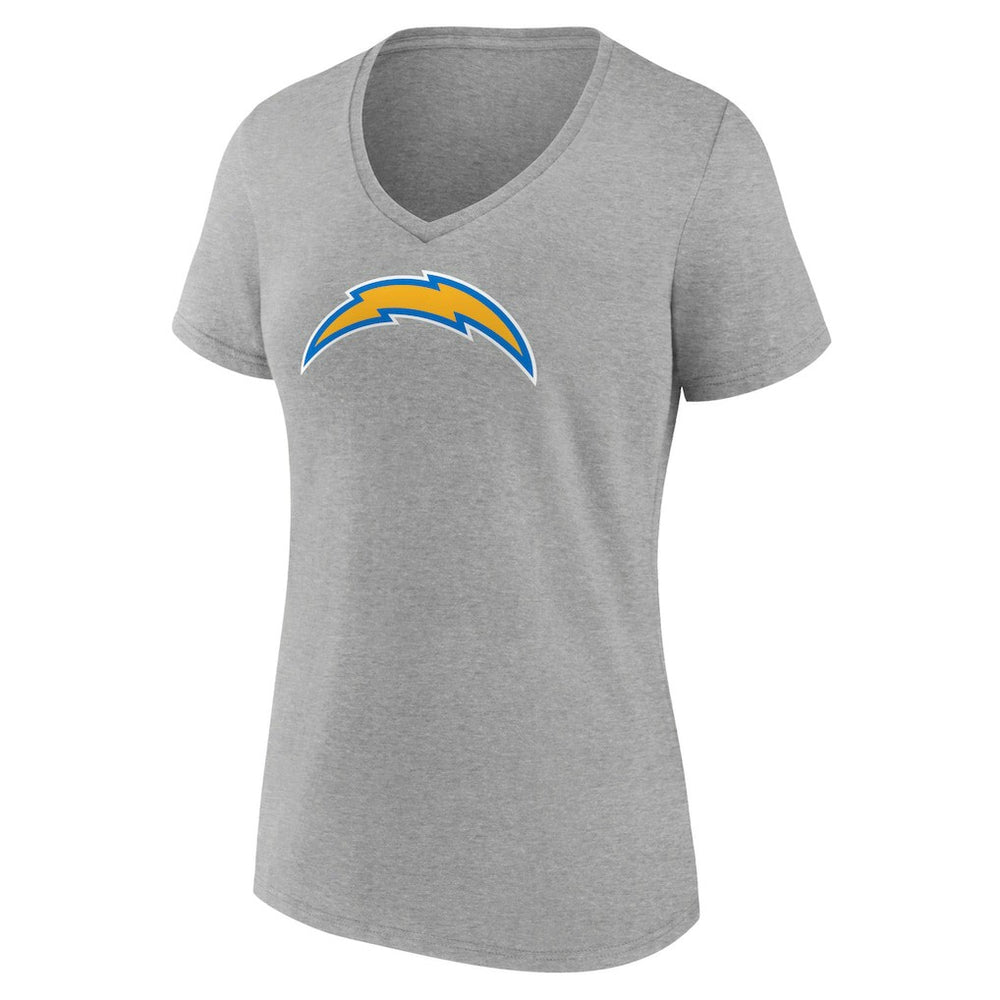 Los Angeles Chargers Women's Primary Team Logo V-Neck T-Shirt - Heather Gray - NFL