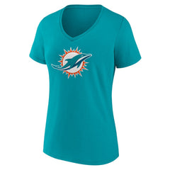 Miami Dolphins Women's Primary Team Logo V-Neck T-Shirt - Aqua - NFL