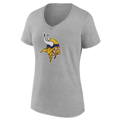 Minnesota Vikings Women's Primary Team Logo V-Neck T-Shirt - Heather Gray - NFL