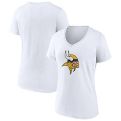 Minnesota Vikings Women's Primary Team Logo V-Neck T-Shirt - White - NFL