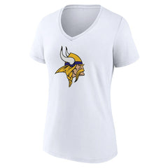 Minnesota Vikings Women's Primary Team Logo V-Neck T-Shirt - White - NFL