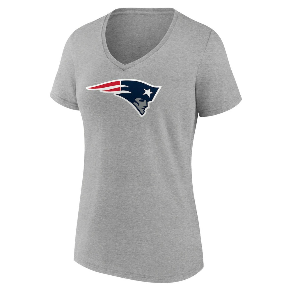 New England Patriots Women's Primary Team Logo V-Neck T-Shirt - Heather Gray - NFL