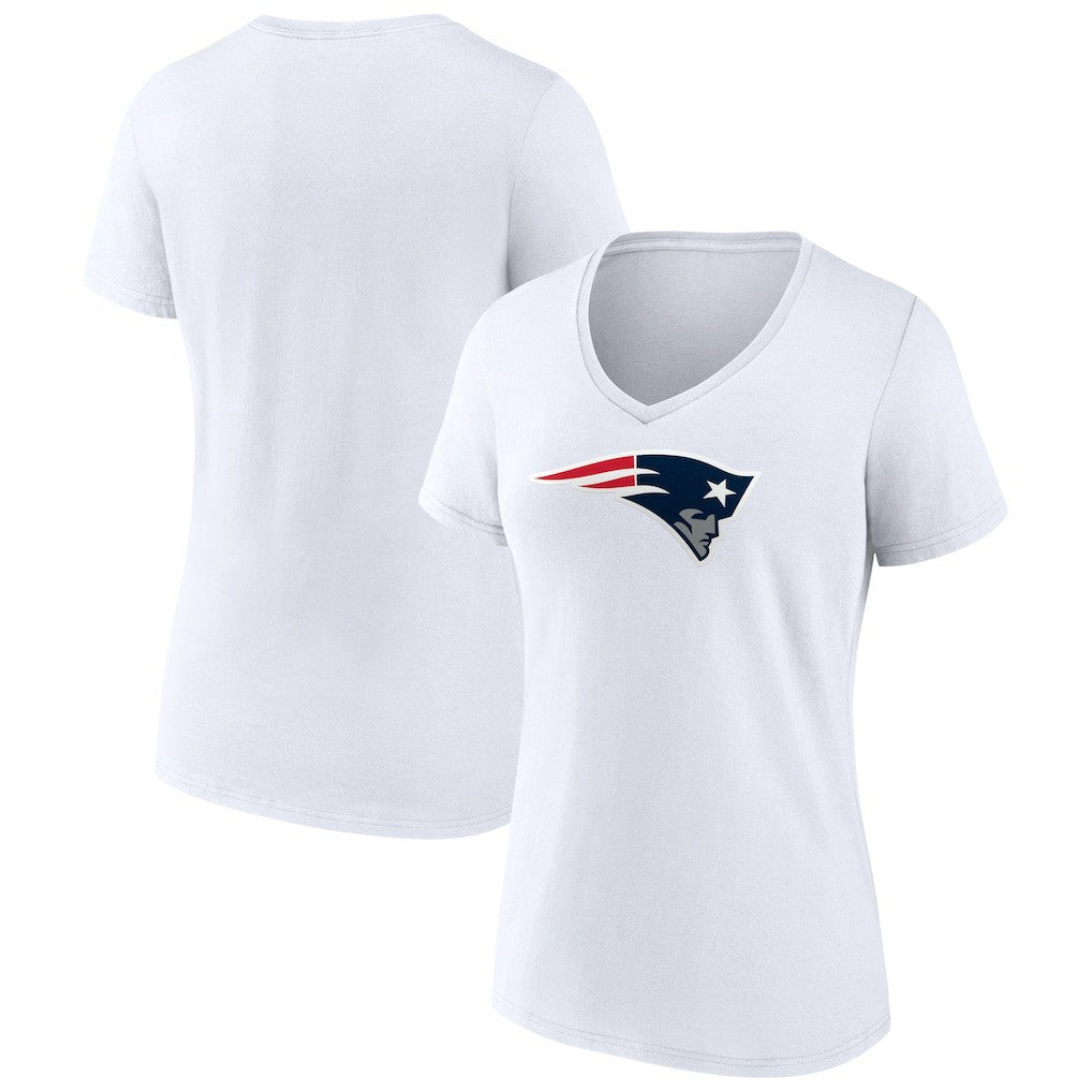New England Patriots Women's Primary Team Logo V-Neck T-Shirt - White - NFL