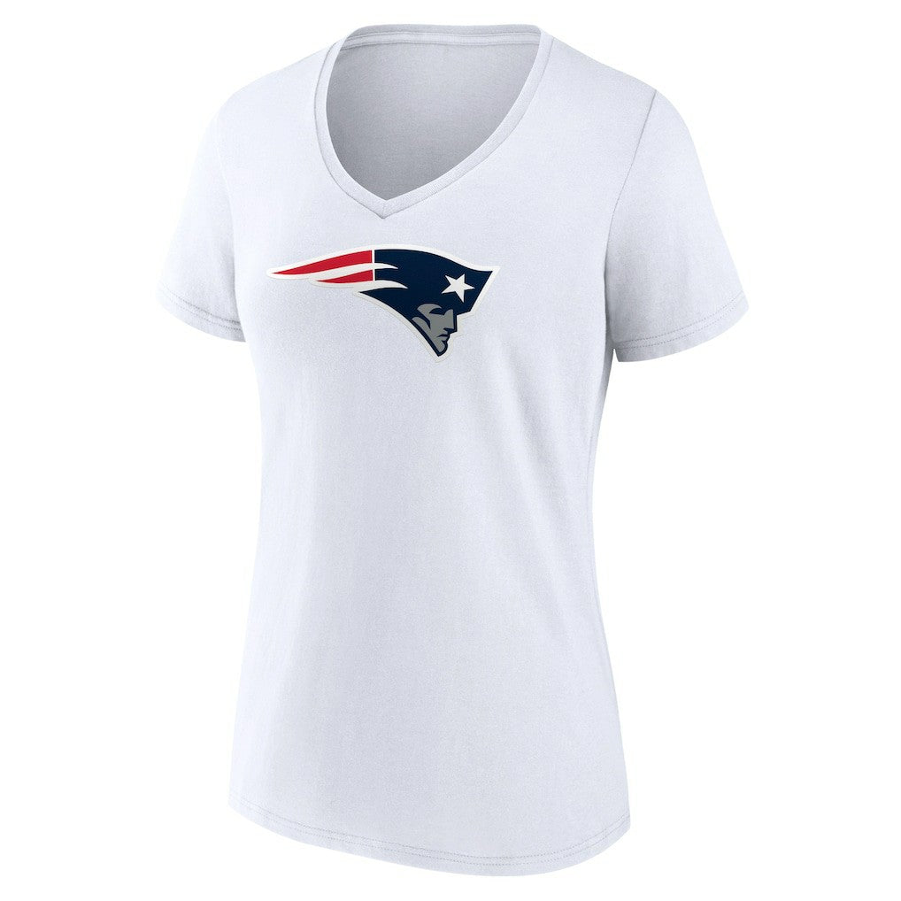New England Patriots Women's Primary Team Logo V-Neck T-Shirt - White - NFL