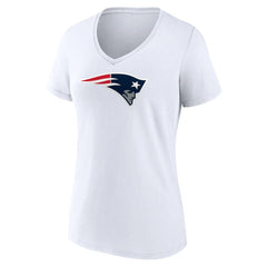 New England Patriots Women's Primary Team Logo V-Neck T-Shirt - White - NFL