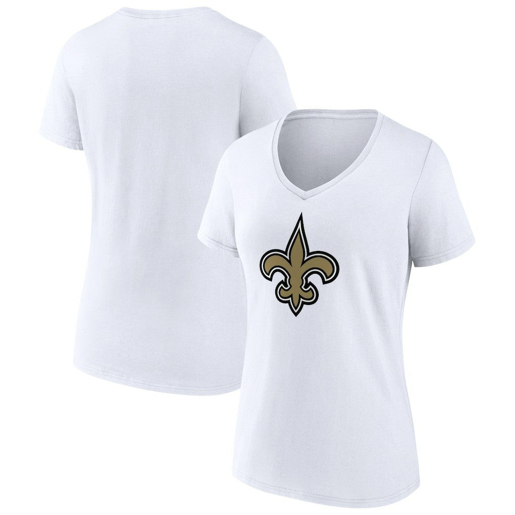 New Orleans Saints Women's Primary Team Logo V-Neck T-Shirt - White - NFL