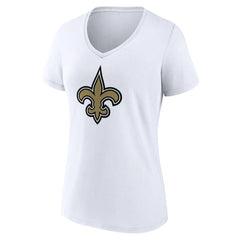 New Orleans Saints Women's Primary Team Logo V-Neck T-Shirt - White - NFL