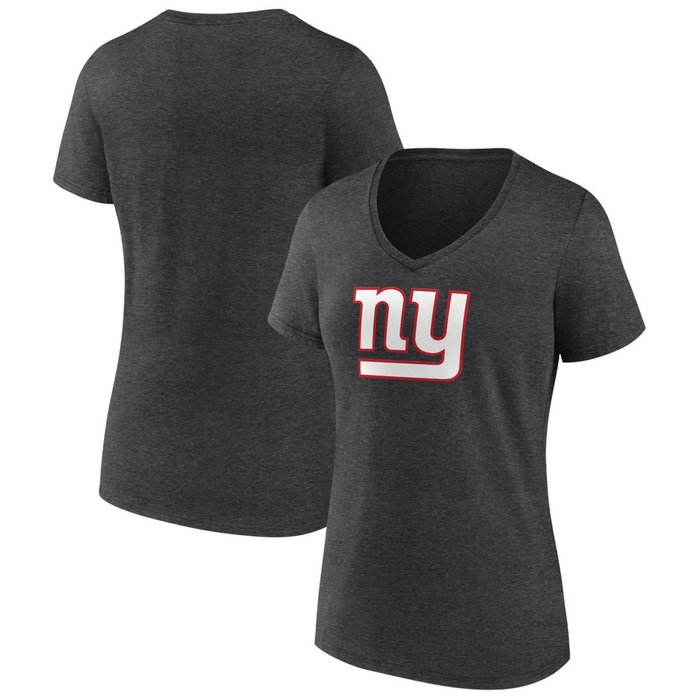New York Giants Women's Primary Team Logo V-Neck T-Shirt - Charcoal - NFL