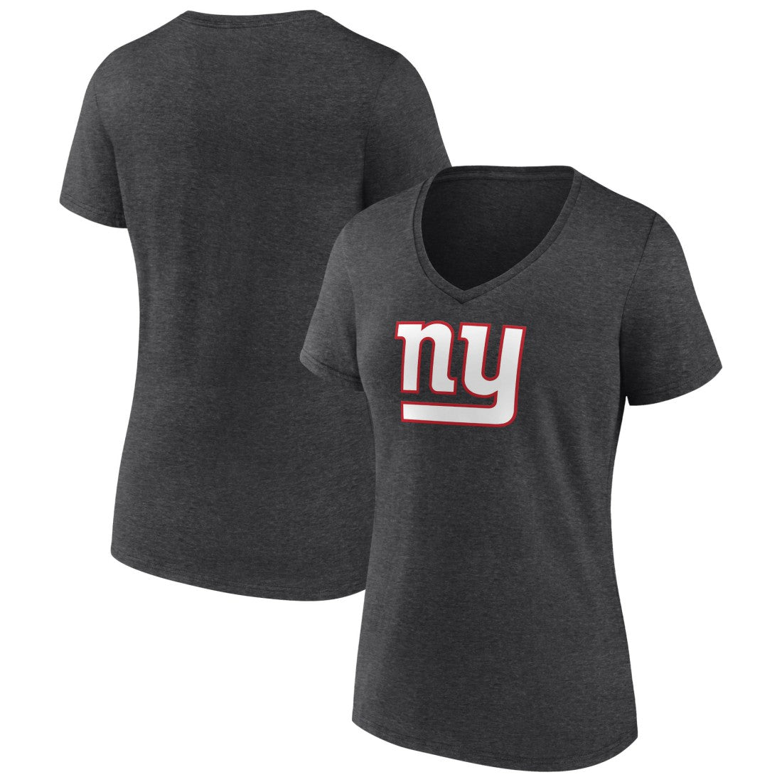 New York Giants Women's Primary Team Logo V-Neck T-Shirt - Charcoal - NFL