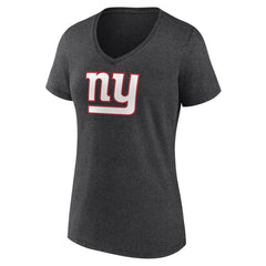 New York Giants Women's Primary Team Logo V-Neck T-Shirt - Charcoal - NFL
