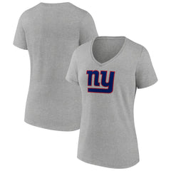 New York Giants Women's Primary Team Logo V-Neck T-Shirt - Heather Gray - NFL