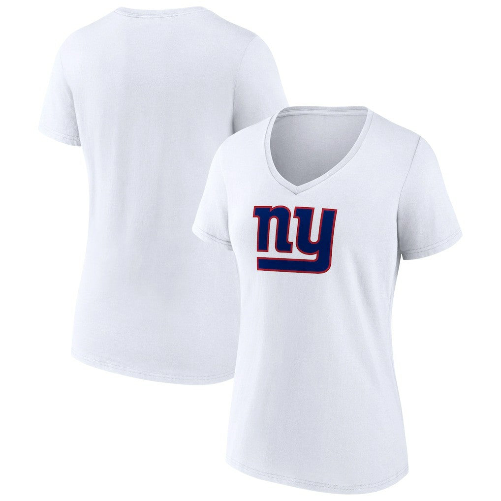 New York Giants Women's Primary Team Logo V-Neck T-Shirt - White - NFL
