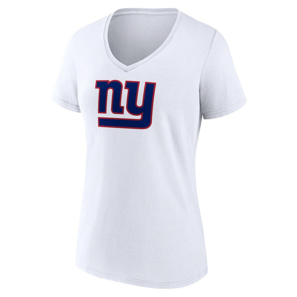 New York Giants Women's Primary Team Logo V-Neck T-Shirt - White - NFL