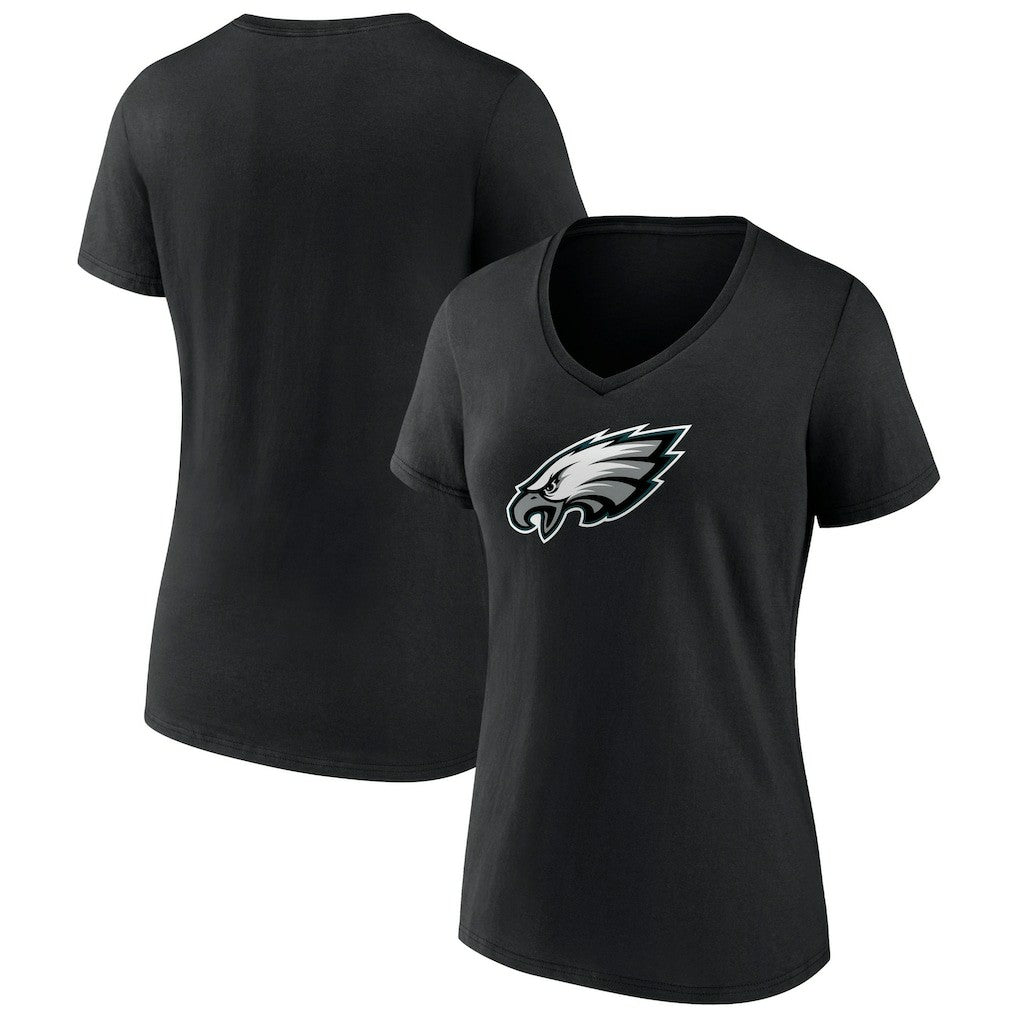 Philadelphia Eagles Women's Primary Team Logo V-Neck T-Shirt - Black - NFL