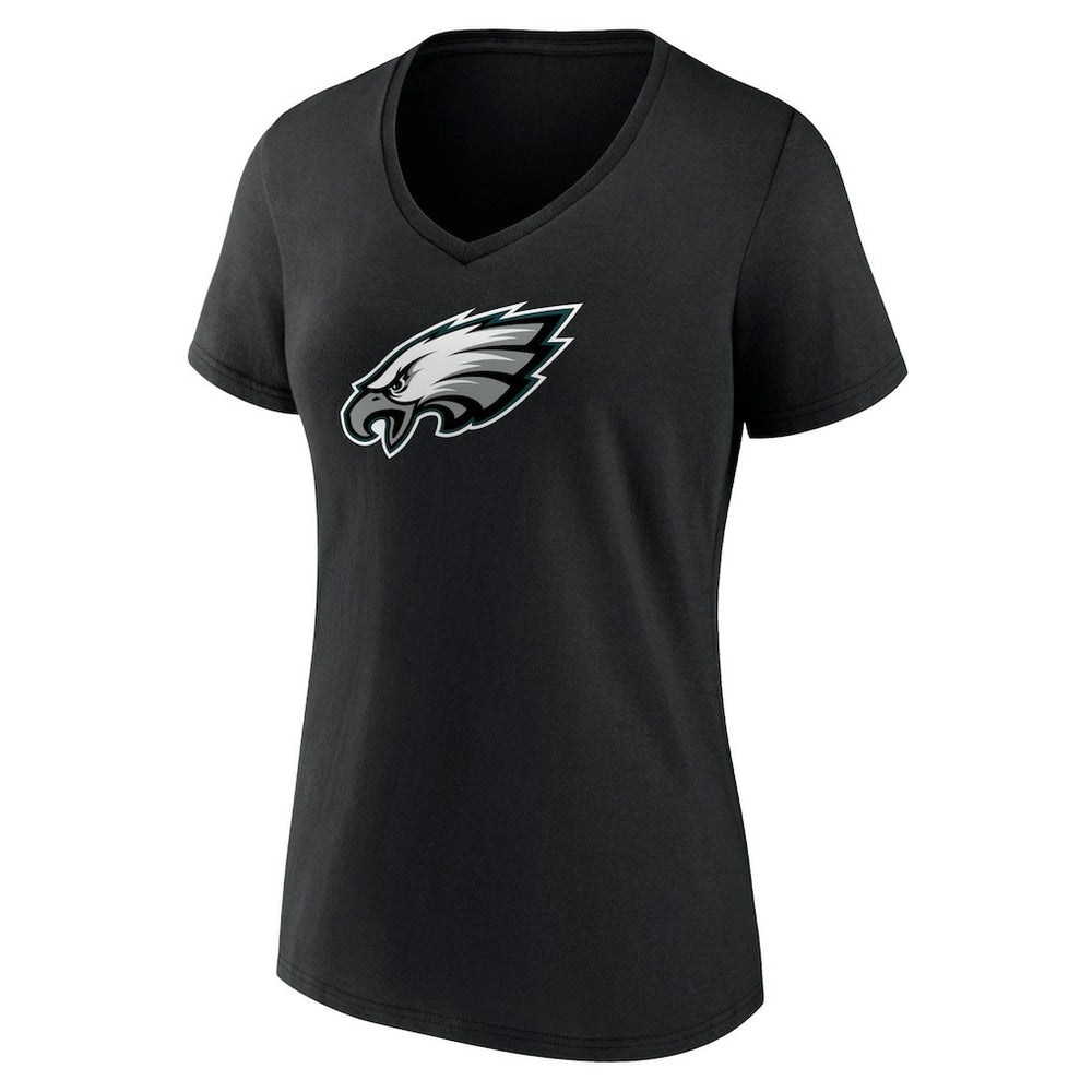 Philadelphia Eagles Women's Primary Team Logo V-Neck T-Shirt - Black - NFL