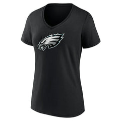 Philadelphia Eagles Women's Primary Team Logo V-Neck T-Shirt - Black - NFL