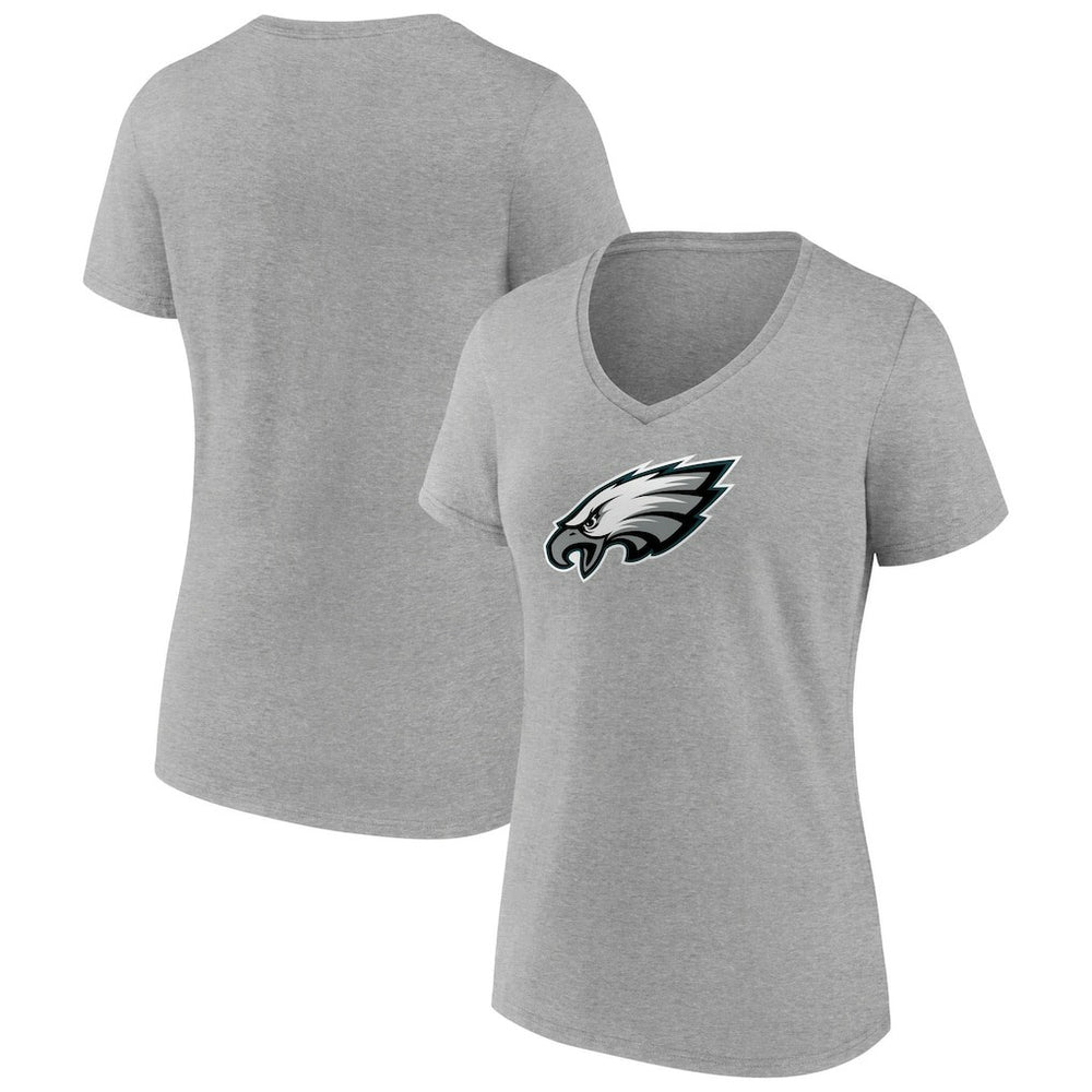 Philadelphia Eagles Women's Primary Team Logo V-Neck T-Shirt - Heather Gray - NFL