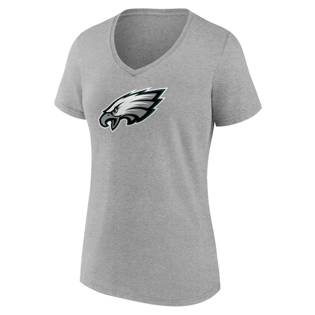 Philadelphia Eagles Women's Primary Team Logo V-Neck T-Shirt - Heather Gray - NFL