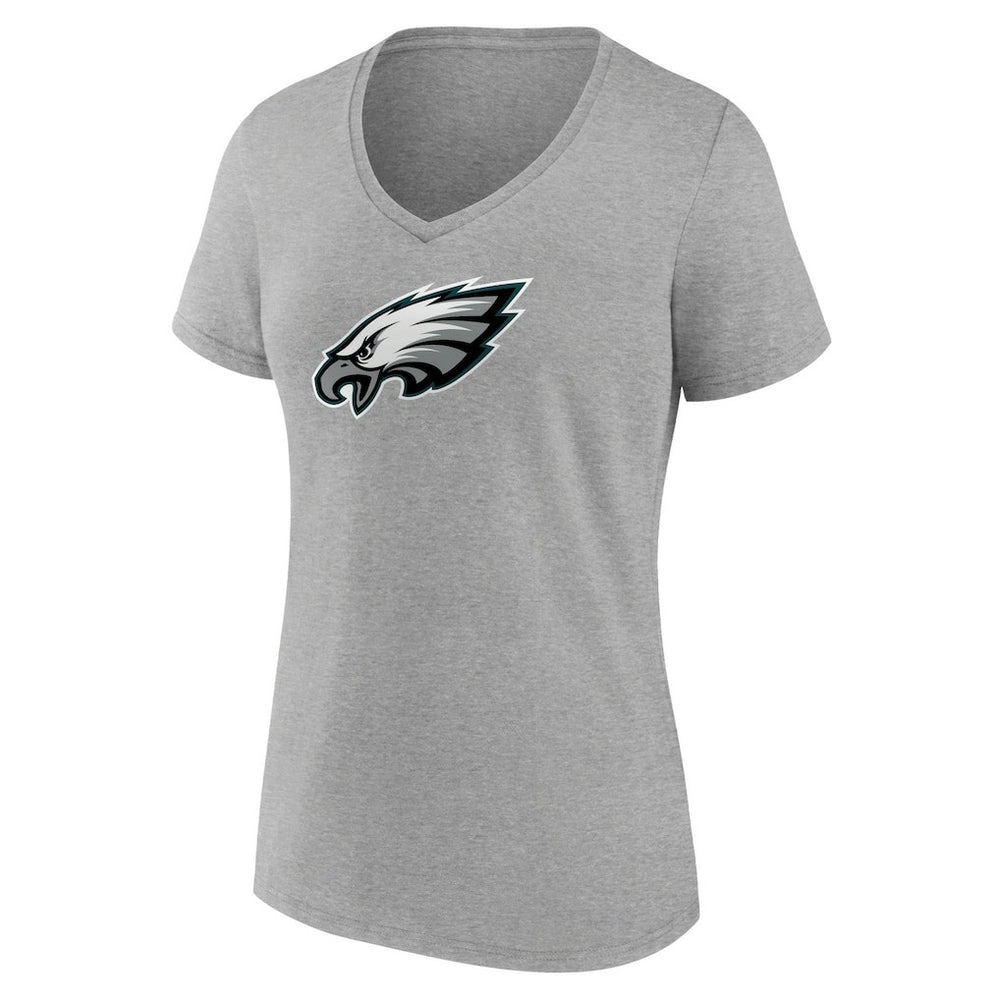 Philadelphia Eagles Women's Primary Team Logo V-Neck T-Shirt - Heather Gray - NFL