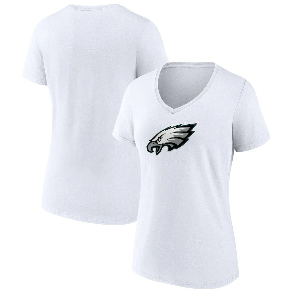 Philadelphia Eagles Women's Primary Team Logo V-Neck T-Shirt - White - NFL