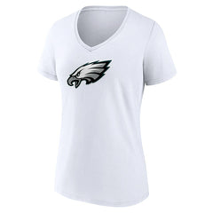 Philadelphia Eagles Women's Primary Team Logo V-Neck T-Shirt - White - NFL