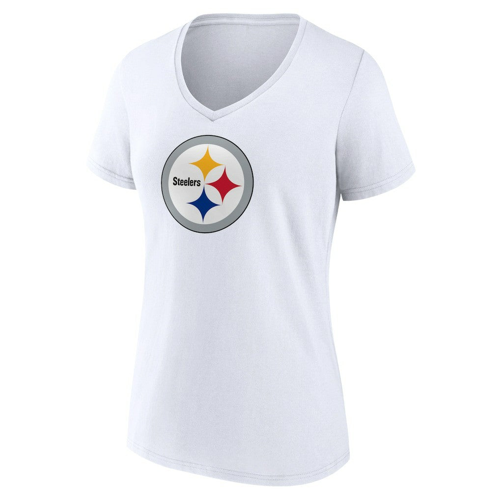 Pittsburgh Steelers Women's Primary Team Logo V-Neck T-Shirt - White - NFL