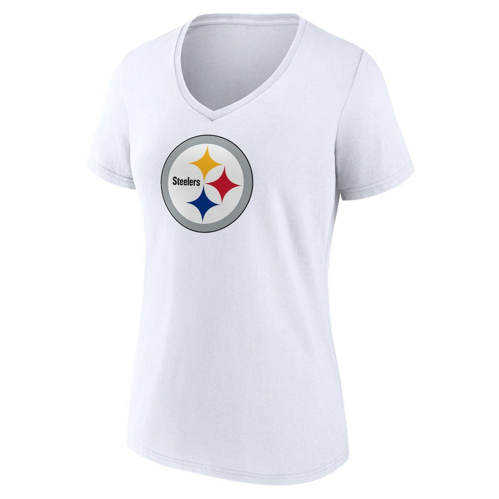 Pittsburgh Steelers Women's Primary Team Logo V-Neck T-Shirt - White - NFL