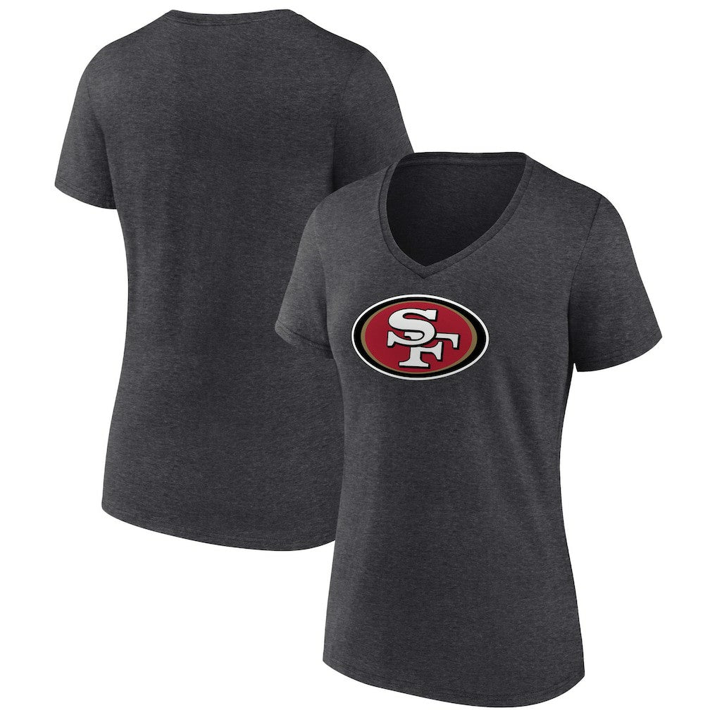 San Francisco 49ers Women's Primary Team Logo V-Neck T-Shirt - Charcoal - NFL