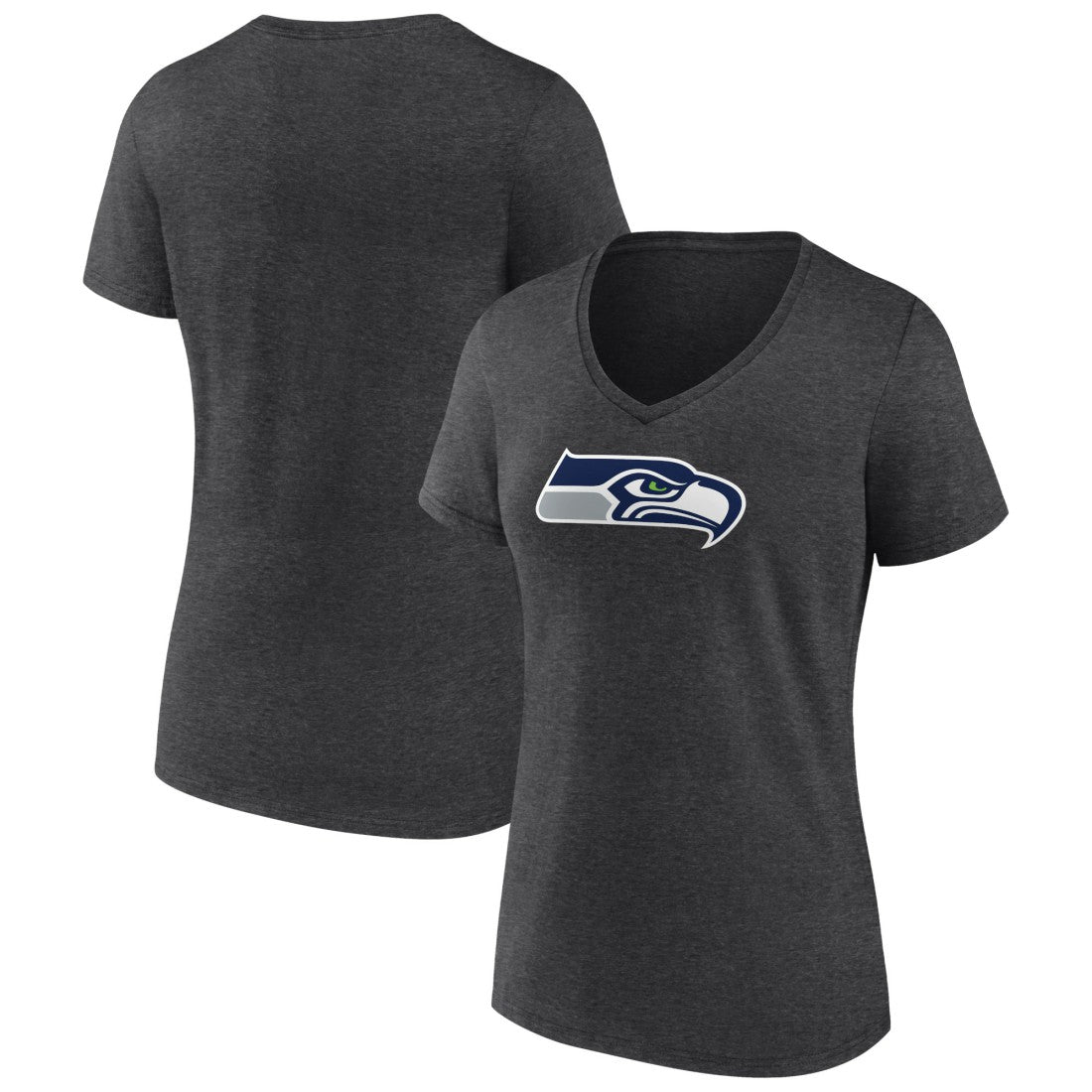 Seattle Seahawks Women's Primary Team Logo V-Neck T-Shirt - Charcoal - NFL