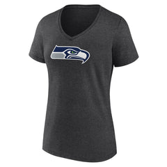 Seattle Seahawks Women's Primary Team Logo V-Neck T-Shirt - Charcoal - NFL