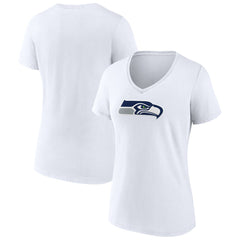 Seattle Seahawks Women's Primary Team Logo V-Neck T-Shirt - White - NFL