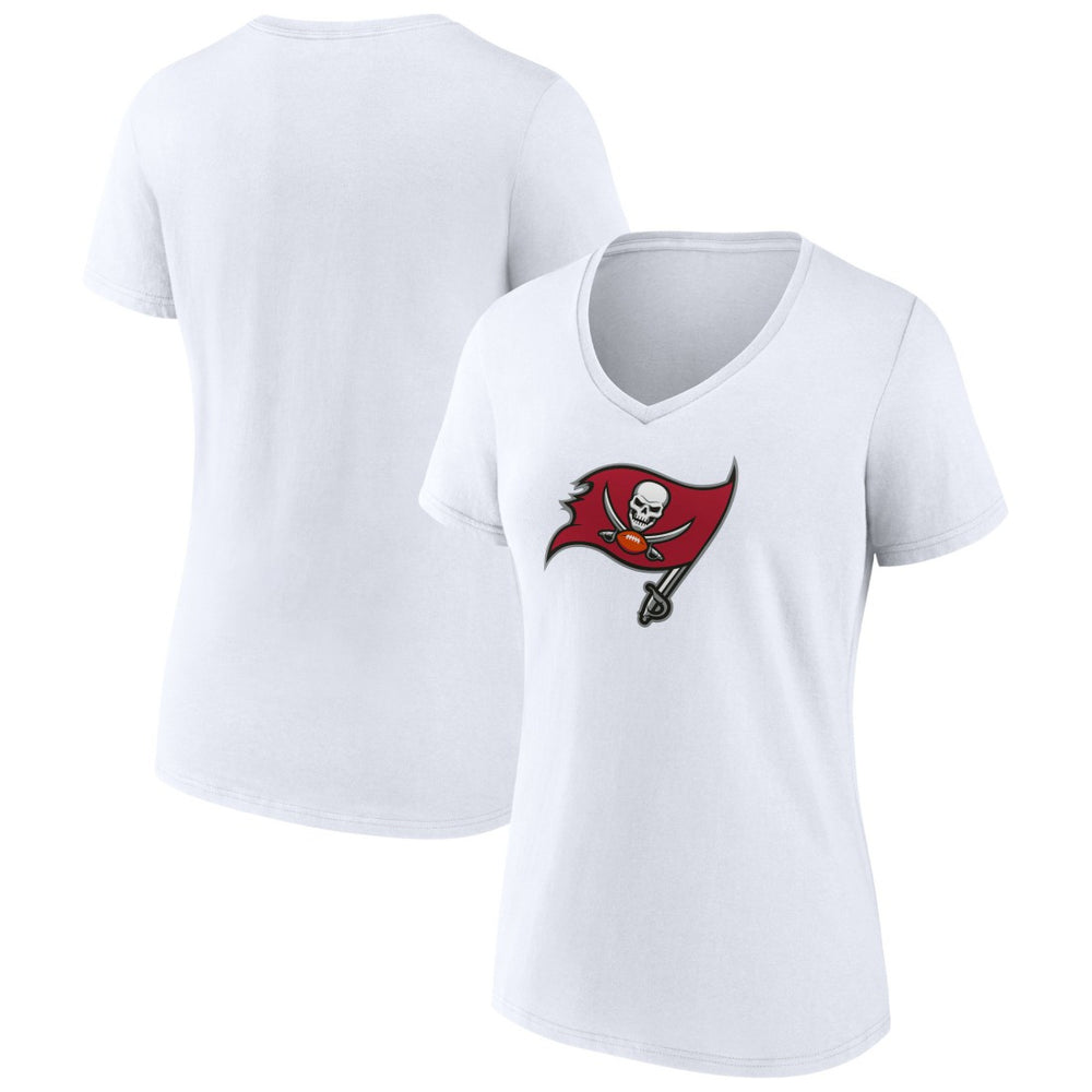Tampa Bay Buccaneers Women's Primary Team Logo V-Neck T-Shirt - White - NFL