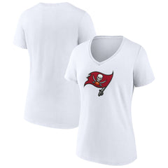 Tampa Bay Buccaneers Women's Primary Team Logo V-Neck T-Shirt - White - NFL