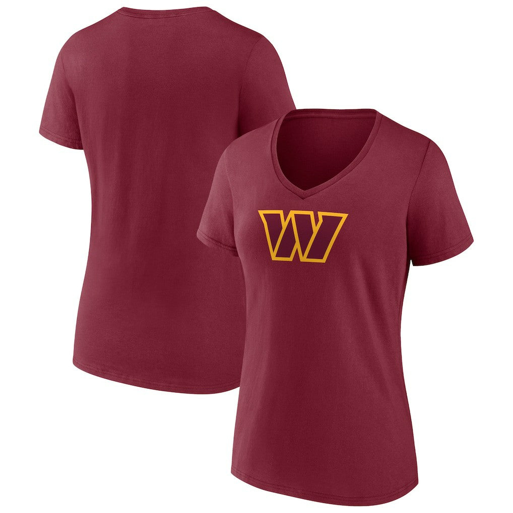Washington Commanders Women's Primary Team Logo V-Neck T-Shirt - Burgundy - NFL
