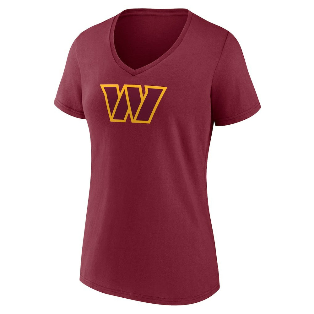 Washington Commanders Women's Primary Team Logo V-Neck T-Shirt - Burgundy - NFL