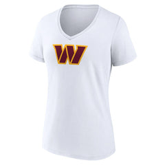 Washington Commanders Women's Primary Team Logo V-Neck T-Shirt - White - NFL