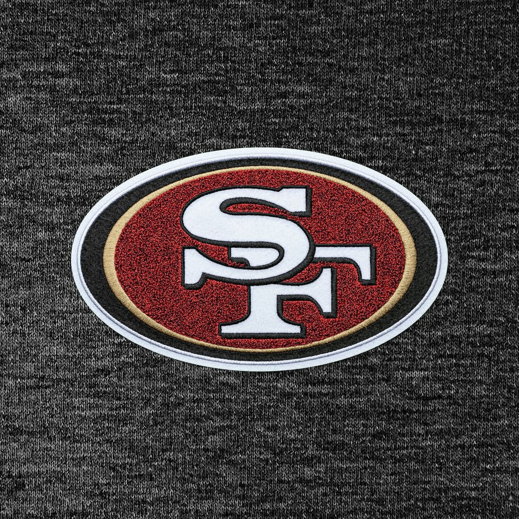 San Francisco 49ers Antigua Action Chenille Pullover Hoodie - Heathered Black - NFL