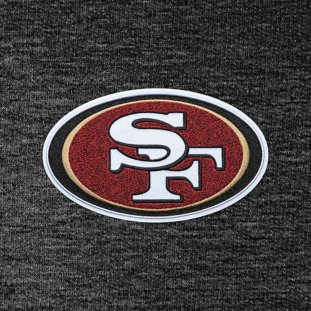 San Francisco 49ers Antigua Action Chenille Pullover Hoodie - Heathered Black - NFL