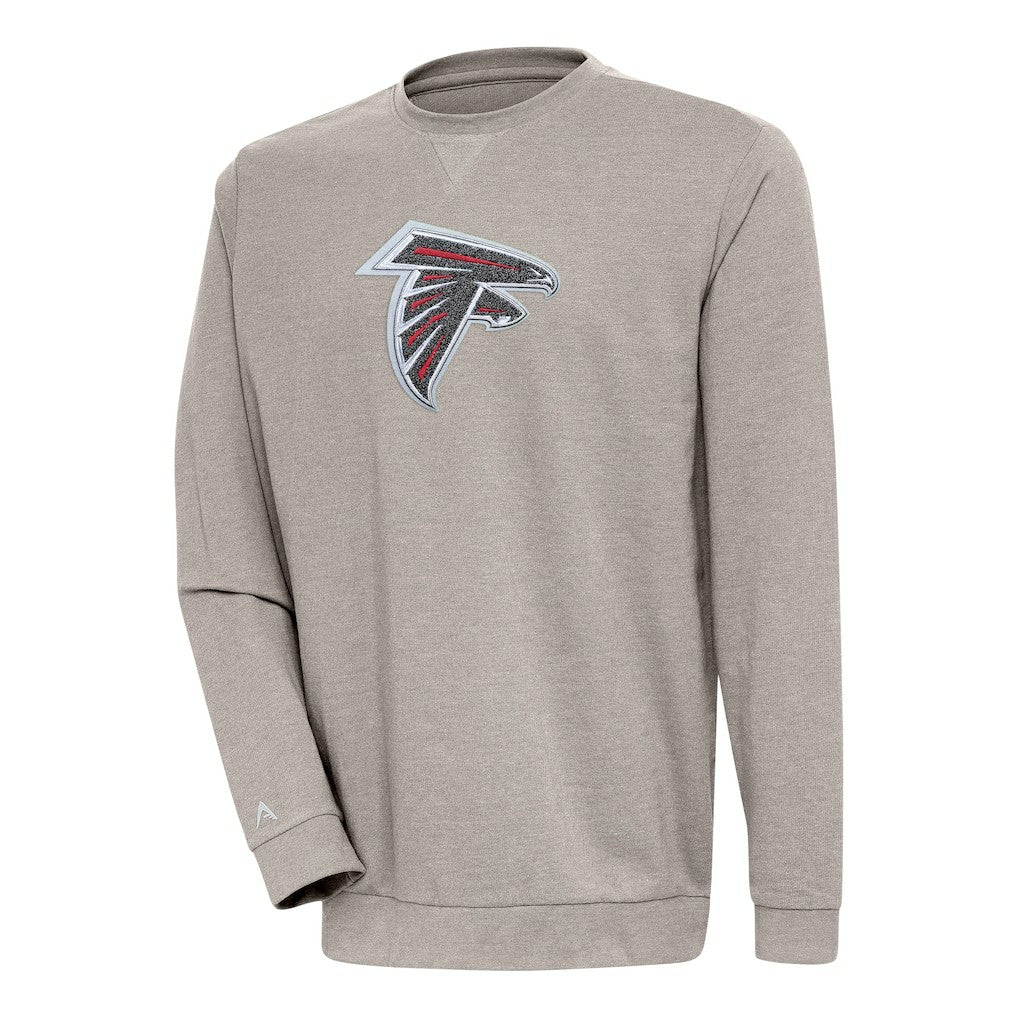 Atlanta Falcons Antigua Reward Chenille Pullover Crewneck Sweatshirt - Oatmeal - NFL