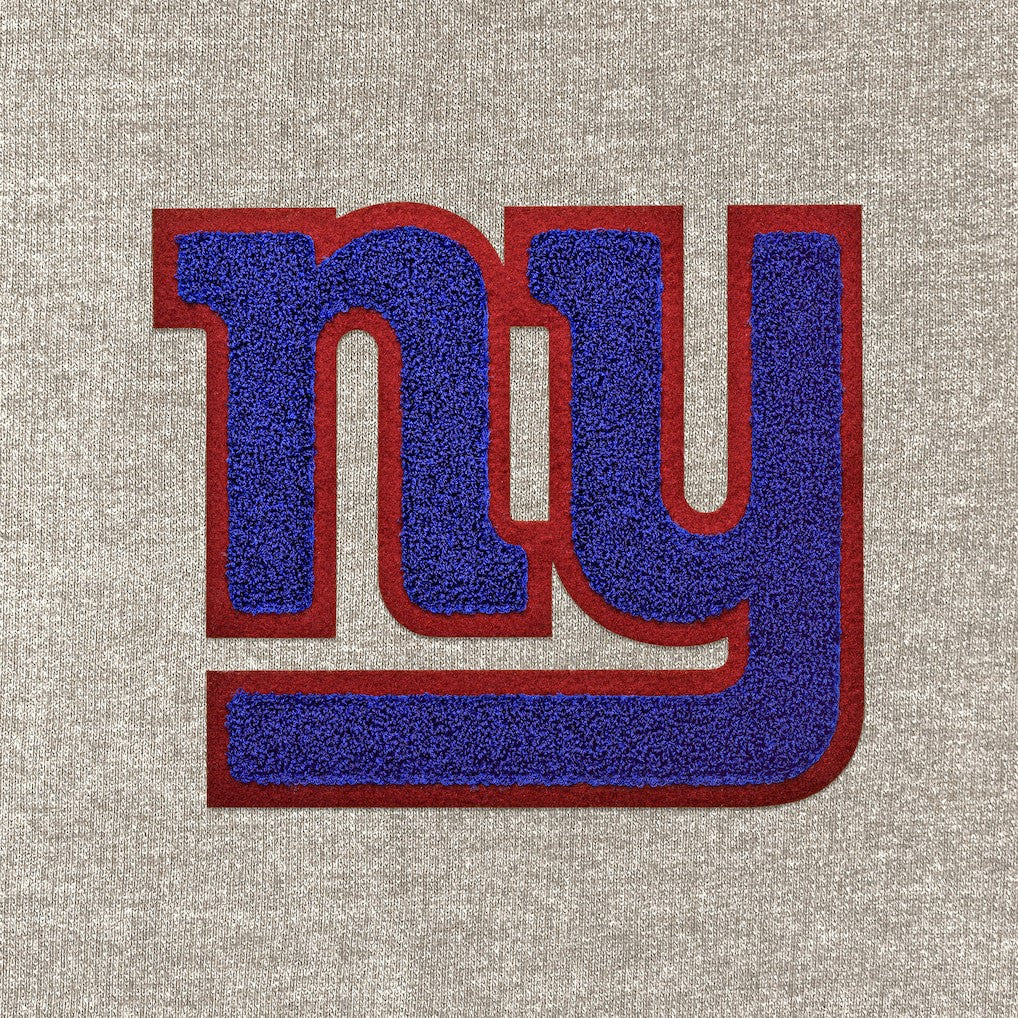New York Giants Antigua Reward Chenille Pullover Crewneck Sweatshirt - Oatmeal - NFL