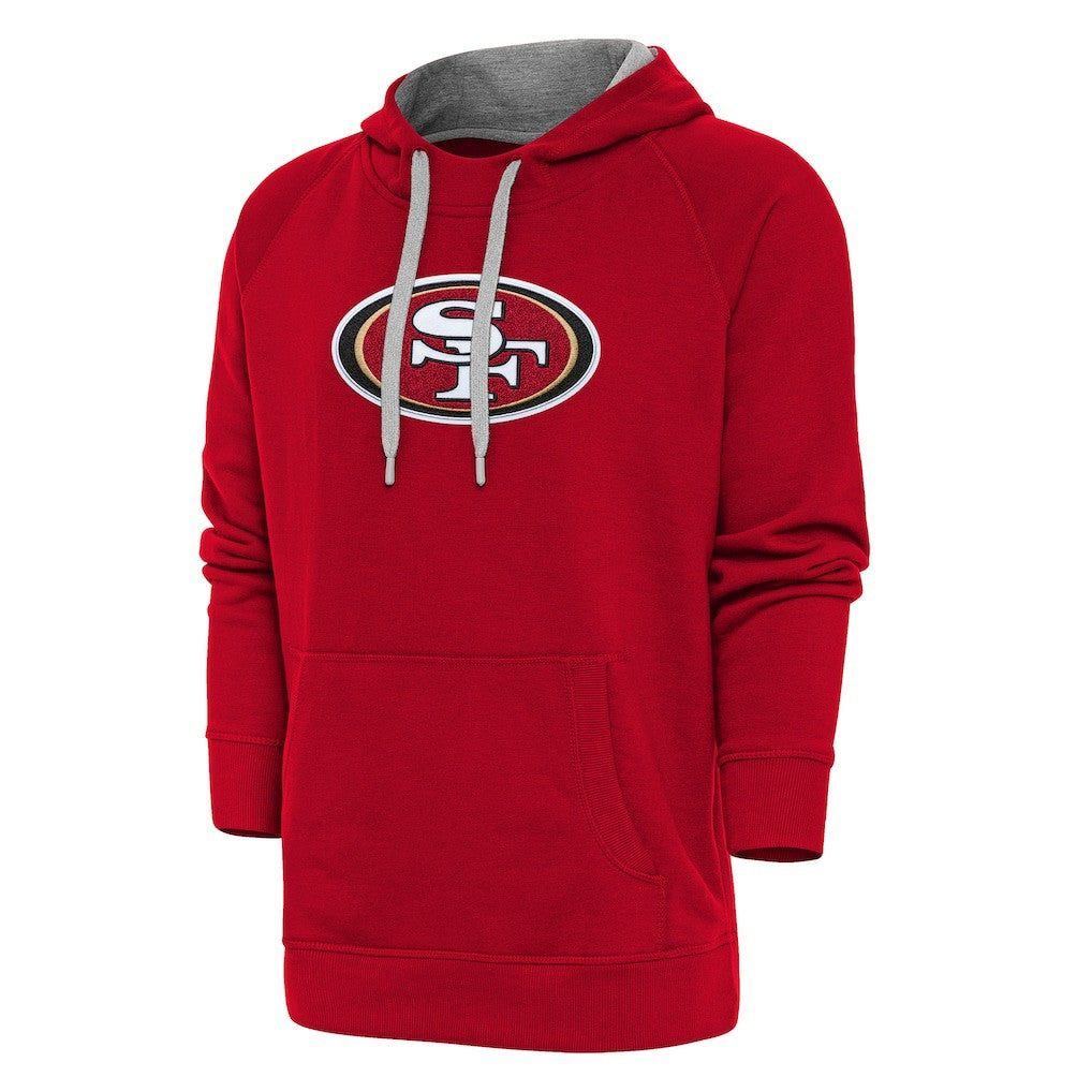 San Francisco 49ers Antigua Victory Chenille Pullover Hoodie - Scarlet - NFL