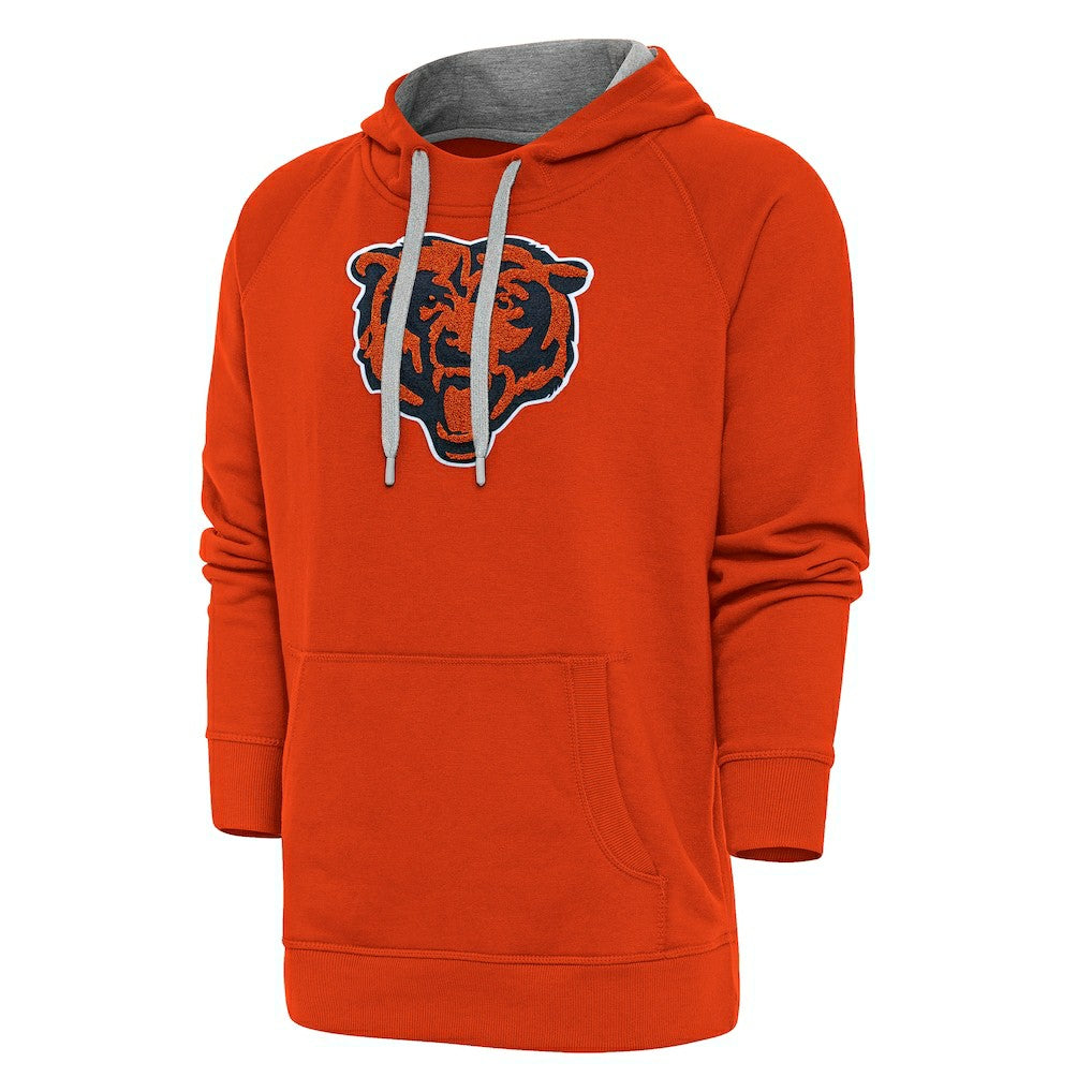 Chicago Bears Antigua Victory Chenille Pullover Hoodie - Orange - NFL