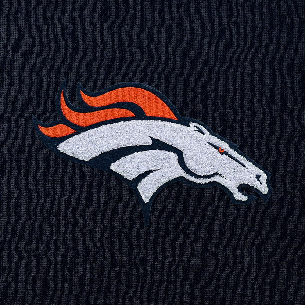 Denver Broncos Antigua Victory Chenille Pullover Hoodie - Navy - NFL