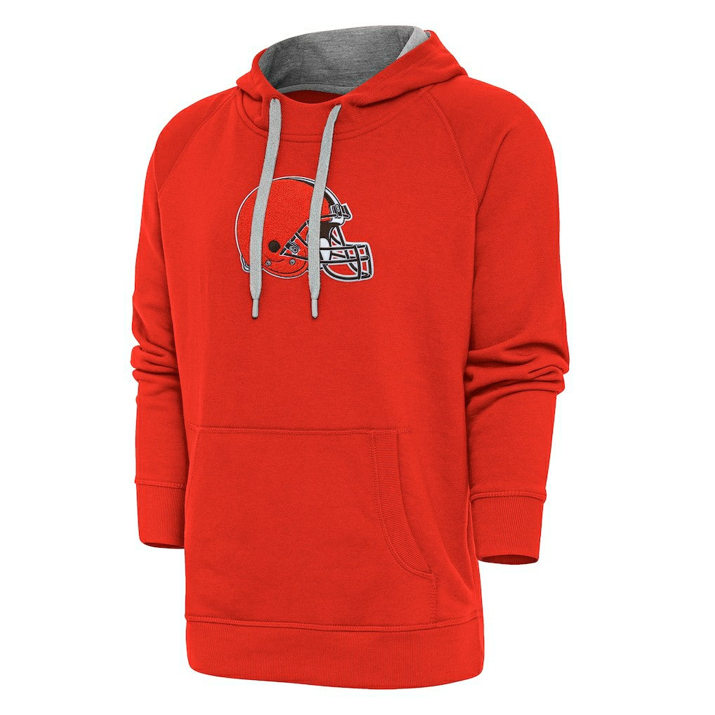 Cleveland Browns Antigua Victory Chenille Pullover Hoodie - Orange - NFL