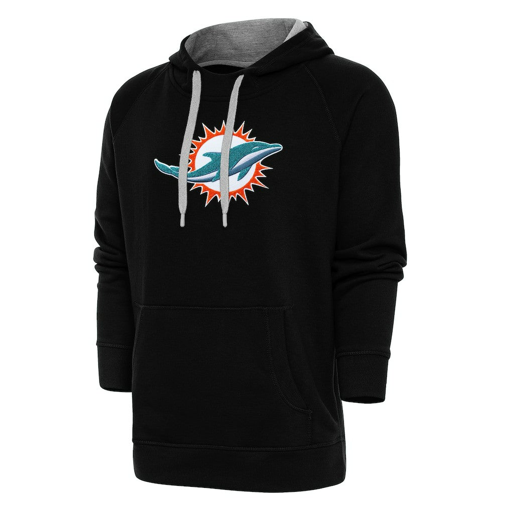 Miami Dolphins Antigua Victory Chenille Pullover Hoodie - Black - NFL