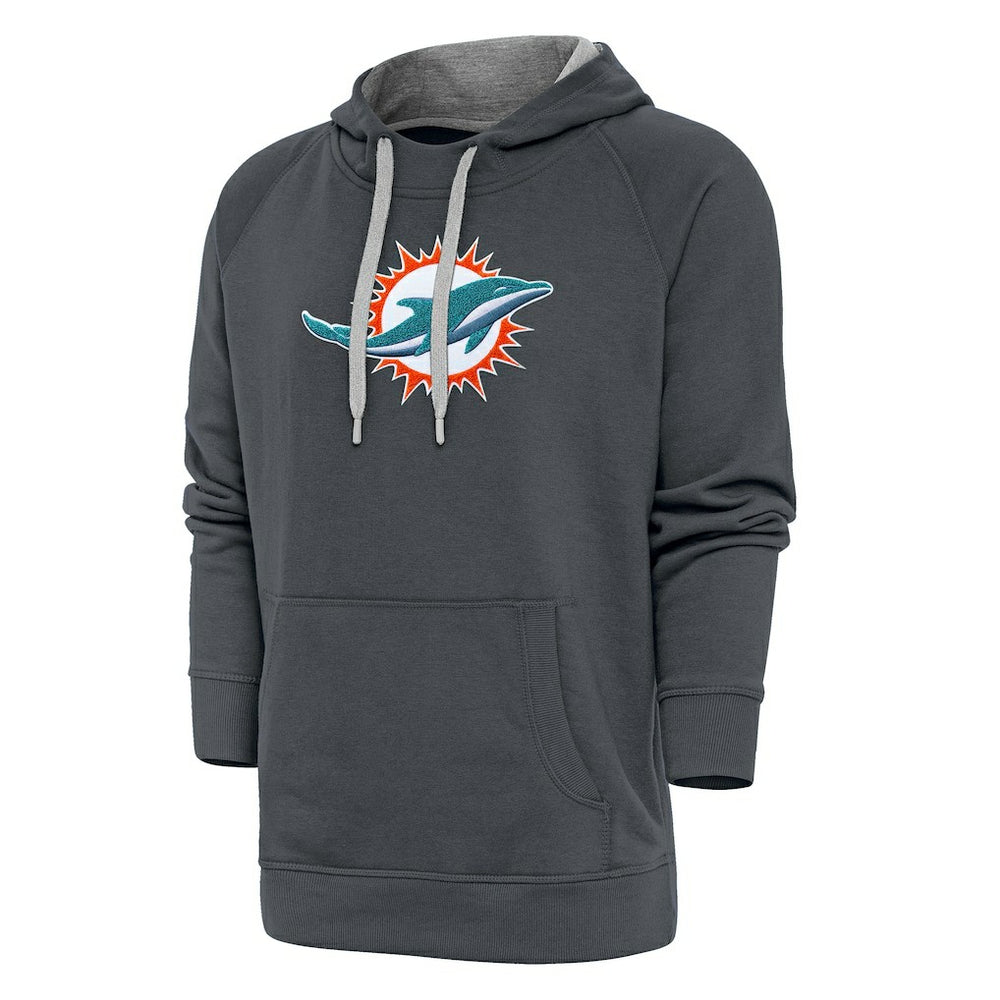 Miami Dolphins Antigua Victory Chenille Pullover Hoodie - Charcoal - NFL